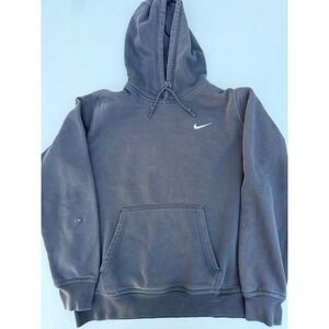Nike Mens Embroidered Swoosh Pullover Hoodie Black Large vintage off center y2k